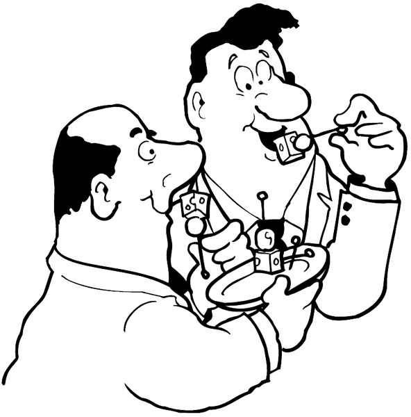 Two men eating appetizers vinyl sticker. Customize on line.  Restaurants Bars Hotels 079-0431
